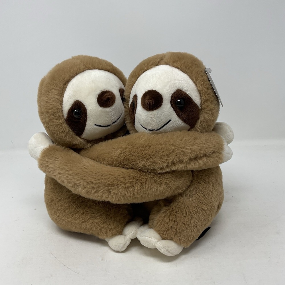 FAO Schwarz Hugging Sloths Set Of 2 Plush Stuffed Animals Toys Brown